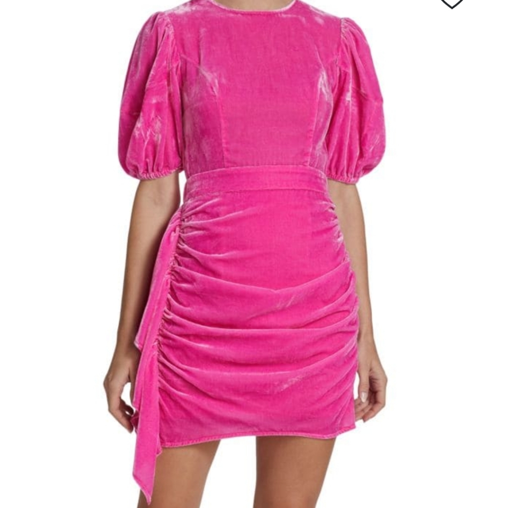 Rhode Size 4 Pia Pink Velvet Mini Dress Msrp $475.00